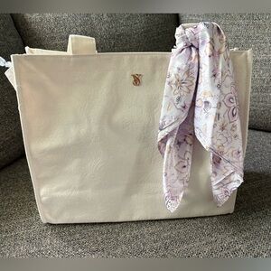Victoria's Secret Cream Tote with Minimalist Design